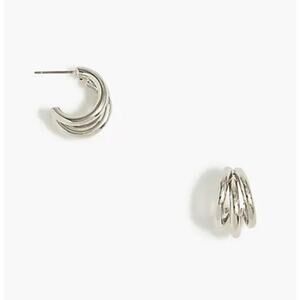NWT J. Crew Silver Triple Hoop Earrings